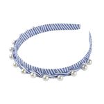 Conair Scunci Striped Blue/White Denim Pearl Headband (Brand New in Packaging) Blue Photo 2