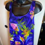 Longitude  Blue Tropical Flower Vintage Mesh Dress / Coverup Large Photo 3