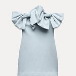 ZARA Elegant Off-Shoulder Blue Dress with Bows Photo 6