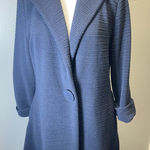 Luii‎ Women's Navy Textured Long Sleeve One Button Jacket Size Medium Blue Photo 0