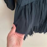 Love Shack Fancy  navy blue mini silk dress raw hem Photo 7