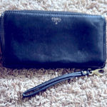 Fossil Black Leather Wallet with Wrist Strap Photo 0