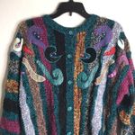 Jaclyn Smith Vtg wild abstract bedazzled Cardigan size small y2k cute Photo 1