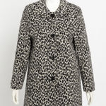 Spiegel  Coat Women's 10 Black‎ White Leopard Print Long Button Front Retro Y2K Photo 0