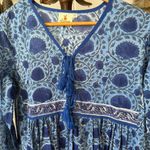 Handmade Block Print Blue Floral Maxi Dress Size M Photo 3