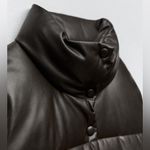 ZARA  Faux Leather Puffer Gilet Vest Dark Brown Size XS NEW Photo 8