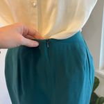 Vintage 90s Beautiful Green 100% Silk Mini Skirt Size 4 with Back Slit Photo 2