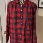 J. Jill Womens Button Up Red Green Blue Plaid Long Sleeve L Holiday Soft Size L Photo 0