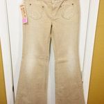 Replay women's size 28 mid rise stretch flare golden denim patch pocket jeans Tan Photo 1