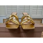 Gianvito Rossi Amour 85 Metallic Leather Mules Gold Silk Size 9.5 US 40 EU NIB Photo 7