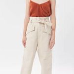 Urban Outfitters NWT BDG Umber Tie-Front Paperbag Cream Straight Leg Pants XS Photo 0