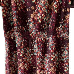 Sundance Dress Midi 100% Silk Floral Burgundy Tulip Sleeve Romantic Boho Size S Photo 2