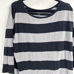Garnet Hill  Top Womens black gray Stripe Layered Scoop Neck Beachy Boho size xs Photo 2