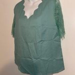 SheIn Women’s Scallop Trim Contrast Eyelash Lace Blouse 🆕 Large 8/10 Photo 3