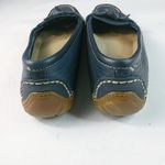 LL Bean 7W Navy Leather Bow Mocs Loafers Shoes Blue Size 7 Photo 5
