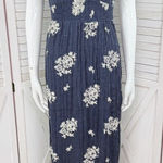 Westport  Floral Embroidered Crinkle Smocked Waist Maxi Dress Blue Small Photo 0