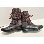 Khombu  Elysse Rubber Upper Water Resistant Boots Plaid Lace Up Black‎ Red 8 Photo 5