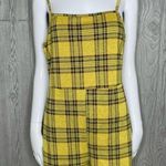 Popular 21  yellow plaid jumper / romper clueless style shorts romper extra large Photo 1