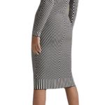 Karen Millen Chevron Pattern Knit Midi Pencil Skirt Black White sz Small Bodycon Photo 2