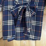 West Kei  Women's Medium Plaid‎ Blouse With Bow Tie Back Photo 5
