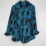 Yushi Women's Textured Jacket Size L Blue Black Big Button Art to Wear Artsy Size L Photo 5