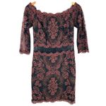 Tadashi Shoji Winona Amber Lace Mesh Illusion Off Shoulder Dress Size 6 Photo 5