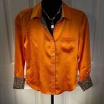 Robbie Bee  Luxury %100 silk button down with cheetah print cuffs! Photo 3