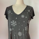 Daisy Fuentes Gray & Silver Glitter Snowflake Short Sleeve Nightgown Photo 1