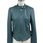 Wrangler VTG Liebeskind Berlin Green Leather Jacket Sz L Poly Lined Adjustable Waist Photo 0