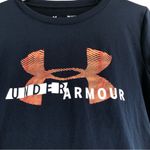 Under Armour  navy blue athletic t-shirt neon orange pink logo women’s medium Photo 3
