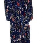 Eliza J Floral Chiffon Surplice Asymmetric Midi Dress Navy Size 8 NWT Photo 3