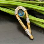 Vintage Regency Accessories Blue Sapphire Rhinestones Brooch Photo 6