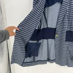 CAbi Checkup Blazer Jacket Womens Medium Navy Blue Gingham Check Stretch Formal Photo 7