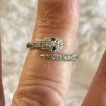 Snake serpent ring with CZs and green eyes Silver Photo 1