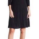 Bobeau  3/4 Sleeve Dress with Keyhole Back Black XS Open Back Tunic Swing Photo 0