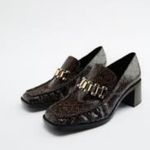 ZARA NWT HEELED LOAFERS WITH BUCKLE SNAKESKIN BLOGGERS FAVE Photo 2