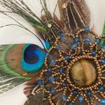 Chico's Chico’s Large Wild Peacock Feather Pin/Brooch Beaded Rhinestone Metal Fastener Photo 2