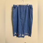 Vintage Denim & Co. Women's Denim Maxi Skirt Floral Embroidery Size 2X Cottage Blue Photo 1