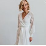 Baltic Born LYDIA DRESS White Sheer Long Sleeve Dress wrap style top MAXI DRESS Photo 1