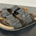 Birkenstock Double Strap Sandals Womens 37 US 6 Black Leather Slip On Shoes Boho Photo 0