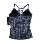La Blanca Womens Tankini Set Blue White Patterned Padded California Cut Sz 4 Photo 2