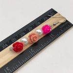 Handmade Floral Rose Faux Pearl Valentine’s Day Beaded Earrings Photo 3