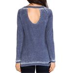 Chaser Purple Distressed Burnout Open Cut Out Long Sleeve Top Photo 7