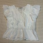 Davi & Dani  White Eyelet Ruffle Blouse Photo 0