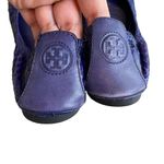 Tory Burch Women’s 7.5 Eddie Embossed Snake Print Flats Royal Blue Slip On Photo 1