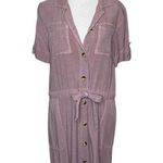 Sonoma Berry Rose Pink Utility Button Up Dress Size Medium Safari Academia Photo 8