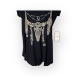 Lauren Moshi Rare: new ✌︎︎ Wanderlust Feather Steer Skull Tee Shirt ✌︎︎ Raw Hem Photo 2