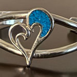 Vintage Sterling Silver | Turquoise Inlay Heart Cuff Bracelet Photo 0