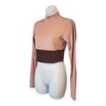 Naked Wardrobe | NWT | M | On the Glow Sparkle Colorblock Long Sleeve Crop Top Photo 5