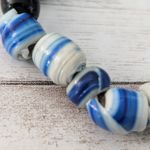 Vintage Stretch Bracelet Cream, Blue, Black Tones Photo 7